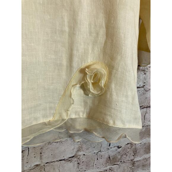 Dear Friends Lagom Top Womens Small Linen Butter Yellow Coquette Romantic Boxy - Picture 6 of 12